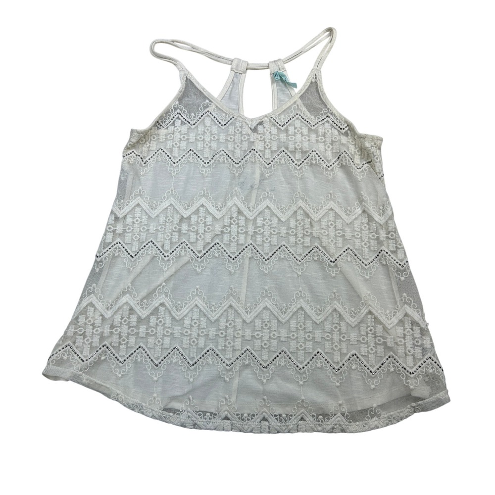 Maurices Lace Beaded Tank Top Womens S Ivory Fairycore Boho Keyhole